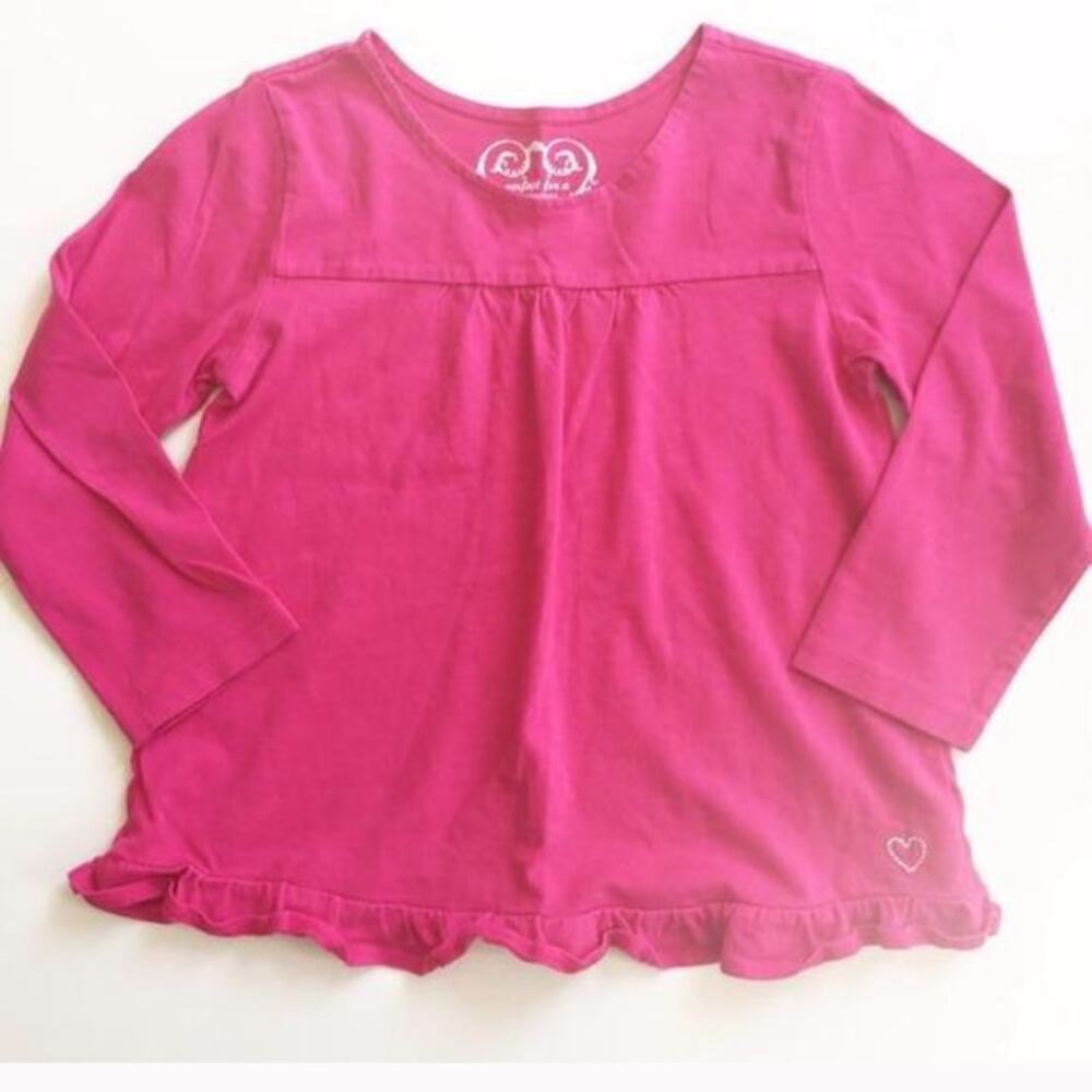 Girls Long Sleeve Pink Top 4T Ruffle Hem Long Sleeve Tee